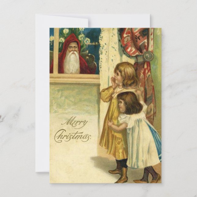Cartes Pour Fêtes Annuelles Vintage Noël Enfants Voir Père Noël (Devant)
