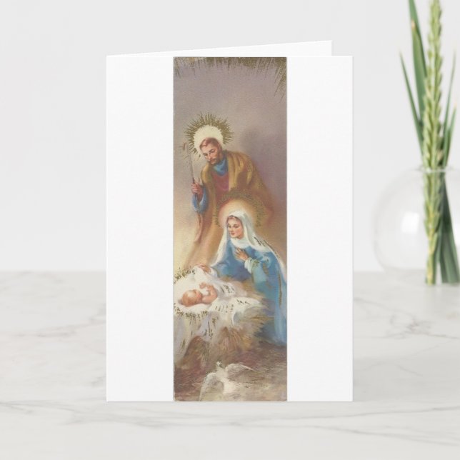 Cartes Pour Fêtes Annuelles Vintage Noël Famille Sainte (Devant)