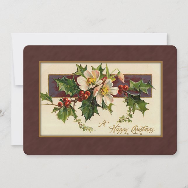 Cartes Pour Fêtes Annuelles Vintage Noël Floral (Devant)
