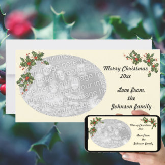 Cartes Pour Fêtes Annuelles Vintage Noël, Holly Plante avec les baies rouges