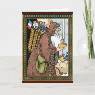 Cartes Pour Fêtes Annuelles Vintage Noël, jouets du Père Noël sabots chaussure