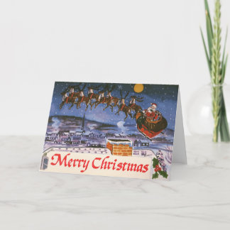 Cartes Pour Fêtes Annuelles Vintage Noël Le Père Noël Volant Son Sommeil