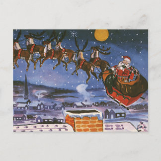 Cartes Pour Fêtes Annuelles Vintage Noël Le Père Noël Volant Son Sommeil