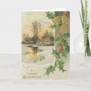 Cartes Pour Fêtes Annuelles Vintage Noël Matin Paysage hivernal