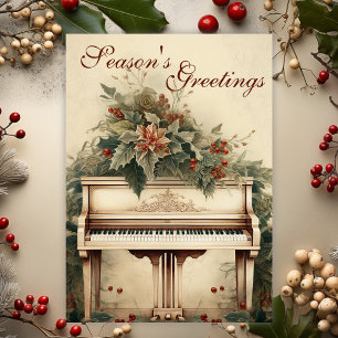 Cartes Pour Fêtes Annuelles Vintage Noël Musique Grand Piano Verdure
