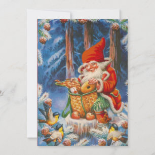 Cartes Pour Fêtes Annuelles Vintage Noël nain Nourrir Les Animaux