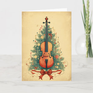 Cartes Pour Fêtes Annuelles Vintage Noël Partition Musique et Cello