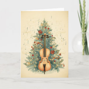 Cartes Pour Fêtes Annuelles Vintage Noël Partition Musique et Cello