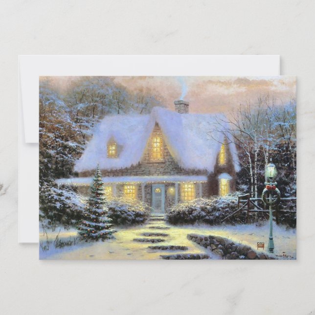 Cartes Pour Fêtes Annuelles Vintage Noël paysage enneigé (Devant)