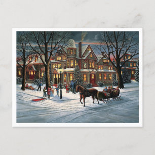 Cartes Pour Fêtes Annuelles Vintage Noël paysage enneigé