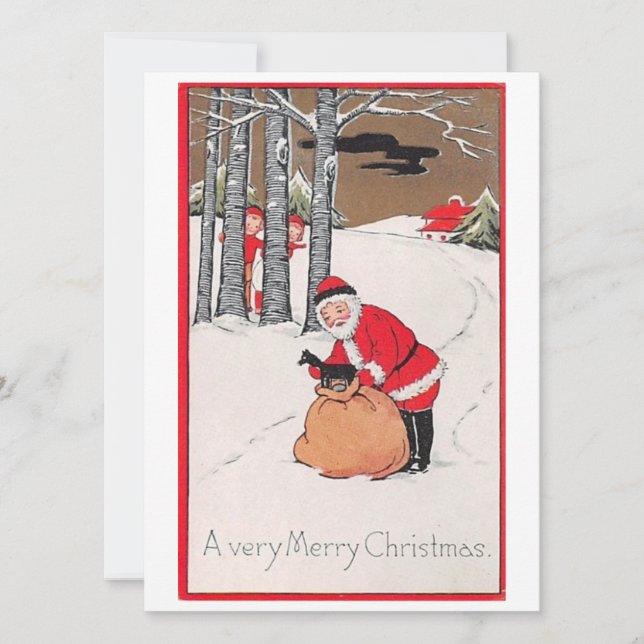Cartes Pour Fêtes Annuelles Vintage Noël Père Noël (Devant)