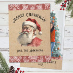 Cartes Pour Fêtes Annuelles Vintage Noël Père Noël<br><div class="desc">Célébrez la magie de Noël avec notre carte de Noël photo Vintage du Père Noël. La Carte de Noël est ornée d'une illustration de joyeux Père Noël, sur un arrière - plan en papier kraft avec votre photo à l'arrière. Les oeuvres d'inspiration vintage ajouteront une touche de chaleur et de...</div>