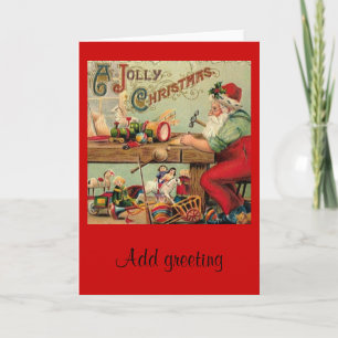 Cartes Pour Fêtes Annuelles Vintage Noël Père Noël Atelier de Jouets cadeaux