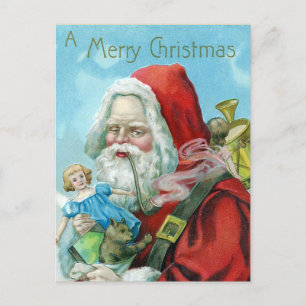 Cartes Pour Fêtes Annuelles Vintage Noël Père Noël avec Jouets
