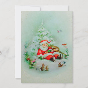 Cartes Pour Fêtes Annuelles Vintage Noël Père Noël Dormir