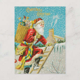 Cartes Pour Fêtes Annuelles Vintage Noël Père Noël et cadeaux hiver