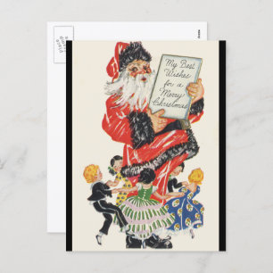 Cartes Pour Fêtes Annuelles Vintage Noël Père Noël et enfants Danse