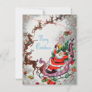 Cartes Pour Fêtes Annuelles Vintage Noël Père Noël Et Rennes