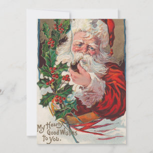 Cartes Pour Fêtes Annuelles Vintage Noël Père Noël Fumer Pipe