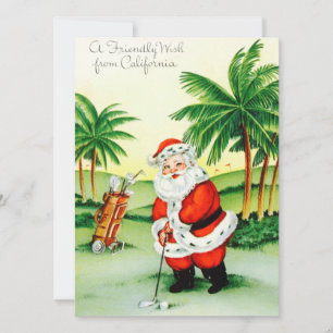 Cartes Pour Fêtes Annuelles Vintage Noël Père Noël Golf