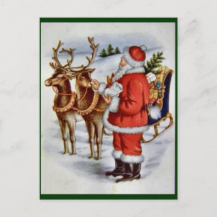 Cartes Pour Fêtes Annuelles Vintage Noël Père Noël Sleigh Reindeer