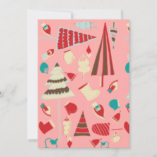 Cartes Pour Fêtes Annuelles Vintage Noël rose