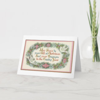 Cartes Pour Fêtes Annuelles Vintage Noël Rose avec des colombes