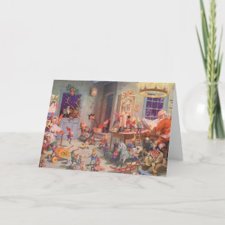 Cartes Pour Fêtes Annuelles Vintage Noël, Santa Claus avec Elves Atelier