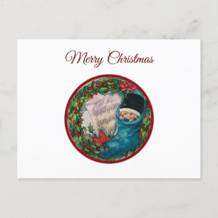 Cartes Pour Fêtes Annuelles Vintage Noël Stocker et Holly Berry Wreath