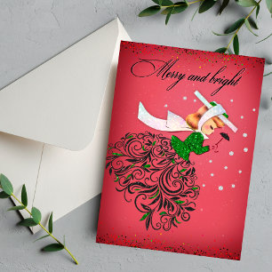 Cartes Pour Fêtes Annuelles Vintage Noël verte parties scintillant foulard fil