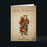 Cartes Pour Fêtes Annuelles Vintage Noël Vieux Monde Père Noël<br><div class="desc">Une carte de noël avec un Père Noël vintage dans l'Ancien Monde. Père Noël classique du vieux monde, portant son fameux manteau rouge et portant un sac plein de jouets. Cette Père Noël à l'ancienne, mince et munie d'un bâton de marche pour voyager à travers le pays et offrir des...</div>