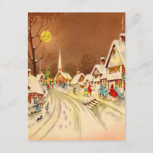 Cartes Pour Fêtes Annuelles Vintage Noël Ville de neige d'hiver