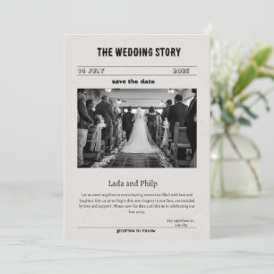 Cartes Pour Fêtes Annuelles Vintage noir et blanc Enregistrer la date Invitati