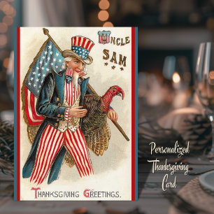Cartes Pour Fêtes Annuelles Vintage Oncle Sam Thanksgiving Salutations Personn