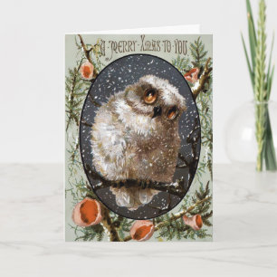 Cartes Pour Fêtes Annuelles Vintage Owl Christmas