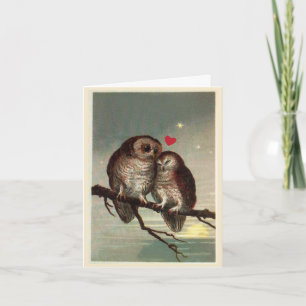 Cartes Pour Fêtes Annuelles Vintage Owl Holiday, Romantic ou Valentine Card