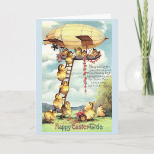 Cartes Pour Fêtes Annuelles Vintage Pâques poussins à bord d'un limp,