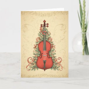 Cartes Pour Fêtes Annuelles Vintage Parchment de Noël Musique et Cello