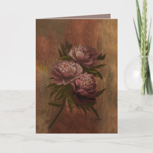 Cartes Pour Fêtes Annuelles Vintage Peonies  (Devant)