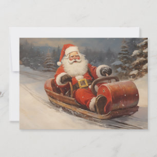 Cartes Pour Fêtes Annuelles Vintage Père Noël Dormant Neige Joyeux Noël