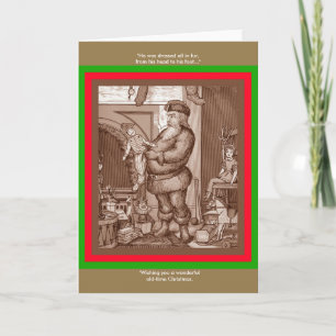Cartes Pour Fêtes Annuelles Vintage Père Noël "Il était habillé tout en fourru