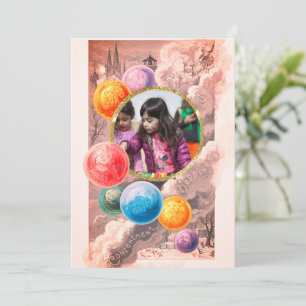 Cartes Pour Fêtes Annuelles Vintage Père Noël Noël bulles Joie & Bonheur