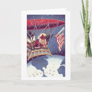 Cartes Pour Fêtes Annuelles Vintage - Père Noël patriotique,