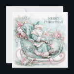 Cartes Pour Fêtes Annuelles Vintage Père Noël Sleigh Noël bleu Turquoise rose<br><div class="desc">Elégante carte de voeux de Noël vintage avec un Père Noël bleu, turquoise et rose dans son traîneau. Texte "Joyeux Noël" est sur le devant, et est entièrement personnalisable. Ajoutez donc tout salut de vacances que vous souhaitez. Personnalisé au dos avec votre message et votre nom. Contactez-moi pour obtenir de...</div>