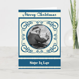 Cartes Pour Fêtes Annuelles Vintage Père Noël Soeur en droit Noël