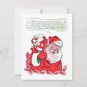 Cartes Pour Fêtes Annuelles Vintage Père Noël Souhaite Noël Joie