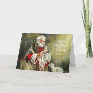 Cartes Pour Fêtes Annuelles Vintage Père Noël tenant le bébé Jésus