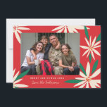 Cartes Pour Fêtes Annuelles Vintage Poinsettias Photo de Noël<br><div class="desc">Customisez avec votre salutation ou message pour la saison des fêtes. Image originale de Becky Nimoy. Ajoutez une photo au dos ou un message. Motif peut être supprimé si vous le souhaitez</div>