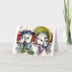 Cartes Pour Fêtes Annuelles Vintage - Poodles de Noël blancs,