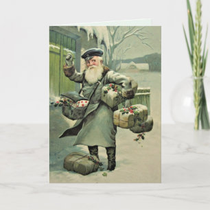 Cartes Pour Fêtes Annuelles Vintage Postman Père Noël Christmas Custom